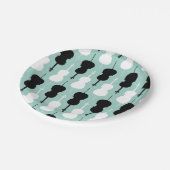 チェロパターン – ティール（緑がかった色）、白黒 ペーパープレート (アングル)