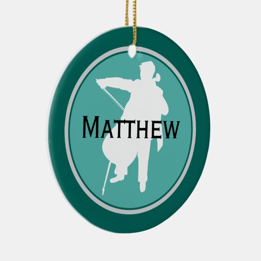 チェロパーソナライズな音楽クリスマスのオーナメント セラミックオーナメント (右)