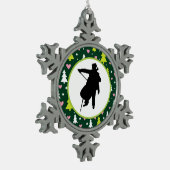 チェロプレーヤーのオーケストラ音楽 スノーフレークピューターオーナメント (左)