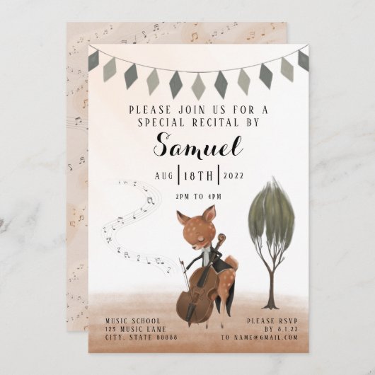 チェロリサイタル招待状 招待状 (正面/裏面)