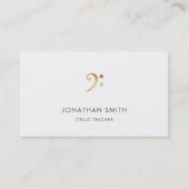 チェロ先生金ゴールドベースクレフ、 音符記号 モダン 名刺 (正面)