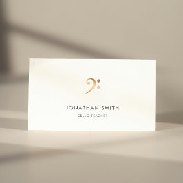 チェロ先生金ゴールドベースクレフ、 音符記号 モダン 名刺