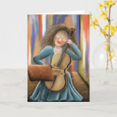 チェロ奏者 カード (黄色い花)