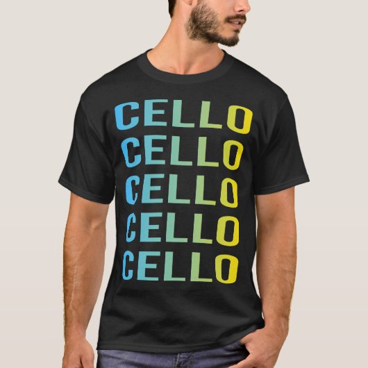 チェロ奏者 青 黄 Tシャツ (正面)