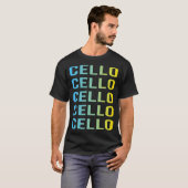チェロ奏者 青 黄 Tシャツ (正面フル)