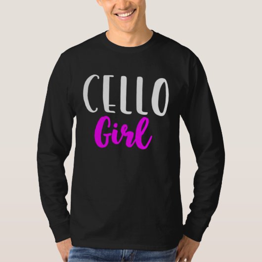 チェロ女子 プレーヤー 女性 かわいい チェロ奏者 Tシャツ (正面)