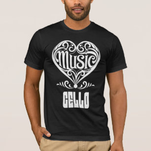 チェロ愛好家のための優雅なスクロールハート Tシャツ