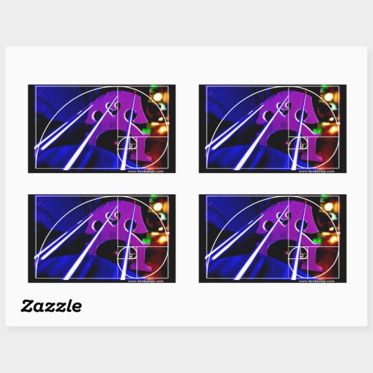 チェロ橋とフィボナッチ螺旋の弦 長方形シール (シート)