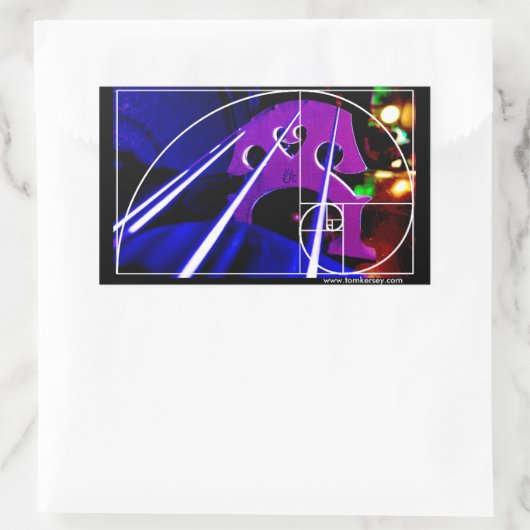 チェロ橋とフィボナッチ螺旋の弦 長方形シール (バッグ)