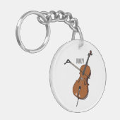 チェロ漫画イラストレーション キーホルダー (正面左)