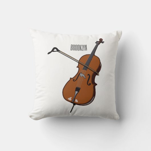チェロ漫画イラストレーション クッション (正面)