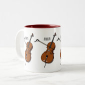 チェロ漫画イラストレーション ツートーンマグカップ (正面左)