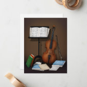 チェロ音楽の本と楽譜の中クラシカルで ノートカード (正面/裏面インサイチュ)