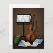 チェロ音楽の本と楽譜の中クラシカルで ノートカード (正面/裏面)