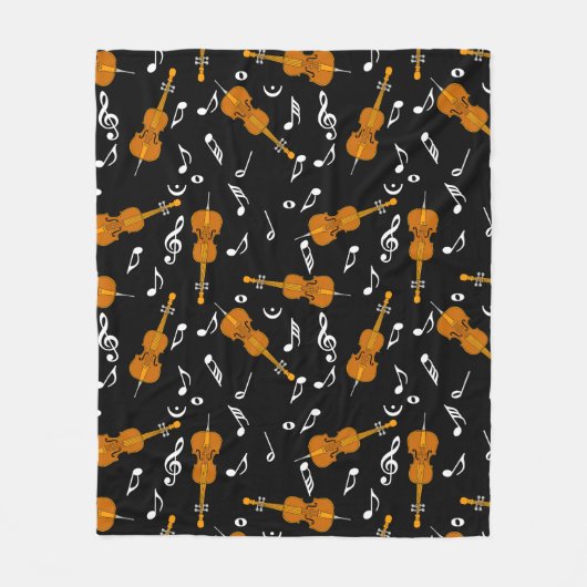 チェロ音楽ノートのパターン フリースブランケット (正面)