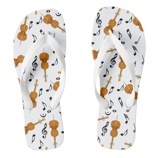 チェロ音楽ノートパターン ビーチサンダル (フットベッド)