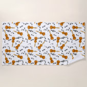 チェロ音楽ノートパターン ビーチタオル (正面)