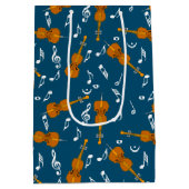 チェロ音楽ノートパターン ミディアムペーパーバッグ (裏面)