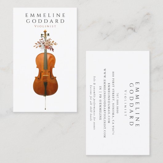 チェロ音楽ミュージシャンティーチャー先生 名刺 (正面/裏面)