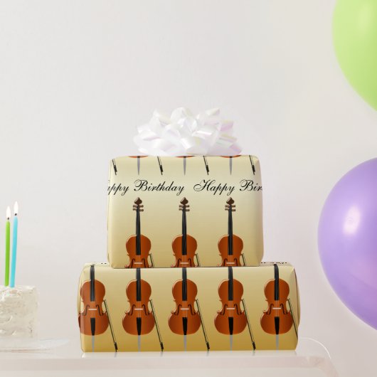 チェロ デザイン 誕生日 ラッピングペーパー (パーティーギフト)