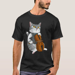チェロ・バイオリンを演奏する猫 音楽家 Tシャツ