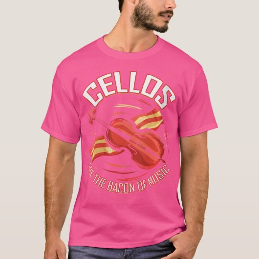 チェロ・ベーコンの音楽オーケストラチェリスト Tシャツ (正面)