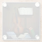 チェロ&ミュージックスタンドミニチュアシ魅力的ーン ガラスコースター (裏面)