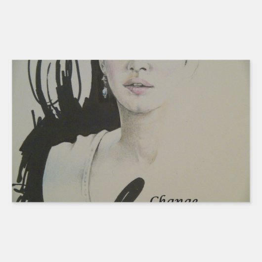 チェンジはスポーツ・アートプリントではない 長方形シール (正面)