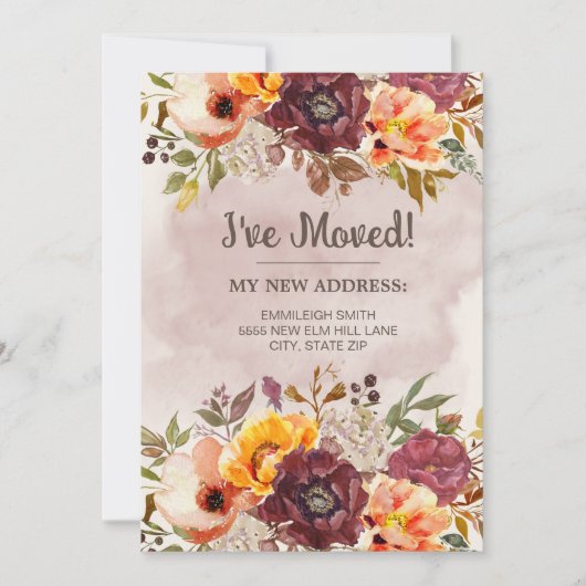 チェンジアドレス秋秋ブルゴーニュオレンジフローラ 案内状 (正面)