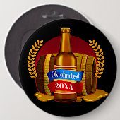 チェンジイヤーオクトーバーフェスト20xxビールボトル樽 缶バッジ (正面&裏面)