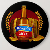チェンジイヤーオクトーバーフェスト20xxビールボトル樽 缶バッジ (正面)