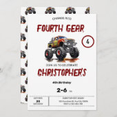 チェンジギアモンスタートラック誕生日招待状 招待状 (正面/裏面)