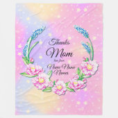 チェンジネームズマーズデイピンクパステルフラワーズスターズ フリースブランケット (正面)