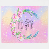 チェンジネームズマーズデイピンクパステルフラワーズスターズ フリースブランケット (正面(横))