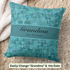 チェンジ文字おばあちゃんエスト祖母新生児ティール（緑がかった色） クッション