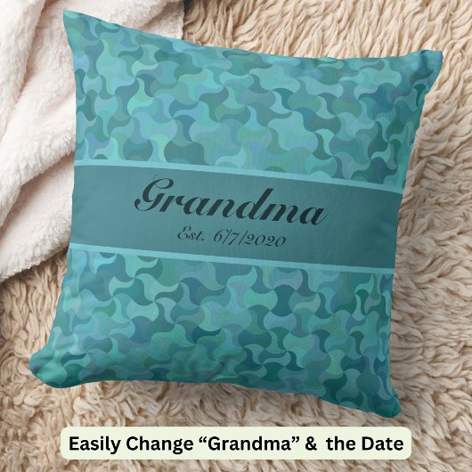 チェンジ文字おばあちゃんエスト祖母新生児ティール（緑がかった色） クッション