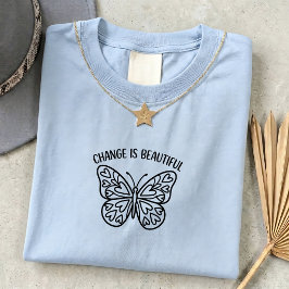 チェンジ・イズ・ビューティフル ハートバタフライTシャツ グラフィック Tシャツ