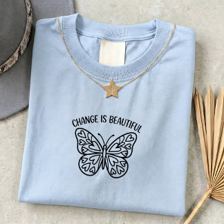 チェンジ・イズ・ビューティフル ハートバタフライTシャツ グラフィック Tシャツ