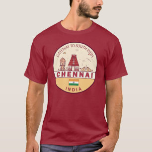 チェンナイ・インディア・シティ・スカイライン・エンブレム Tシャツ