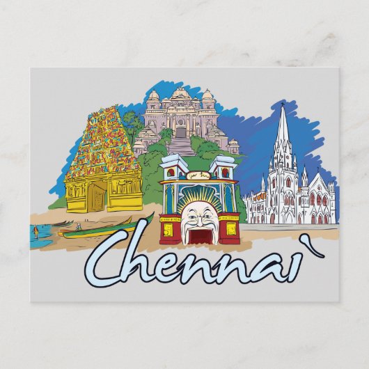 チェンナイ, インド 有名な都市 ポストカード (正面)