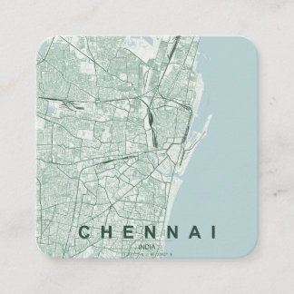 チェンナイ インド 都市地図 & カスタムテキスト スクエア名刺