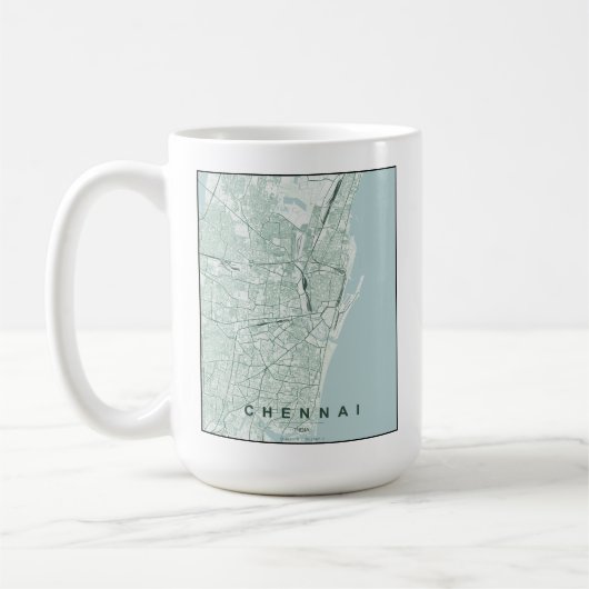 チェンナイ インド 都市地図 ミニマル デザイン コーヒーマグカップ (左)