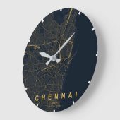 チェンナイ インド 都市地図 ミニマル デザイン ラージ壁時計 (傾斜)