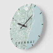 チェンナイ インド 都市地図 ミニマル デザイン ラージ壁時計 (傾斜)