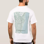 チェンナイ インド 都市地図 ミニマル デザイン Tシャツ (裏面)