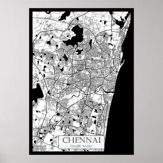 チェンナイ タミル・ナードゥ州 地図 ポスター (正面)