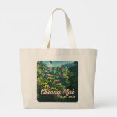 チェンマイタイアシアテンプルズマウンテンズヴィンテージ ラージトートバッグ (裏面)