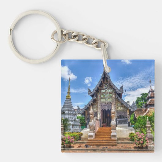 チェンマイ寺院の写真 キーホルダー (正面)