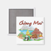 チェンマイ、タイの世界的に有名な都市 マグネット (正面/裏面)