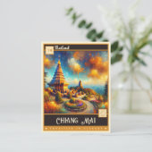 チェンマイ、タイ |ヴィンテージ絵を描ー ポストカード (スタンド正面)